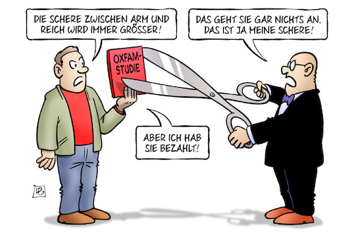 Cartoon: Oxfam-Schere (medium) by Harm Bengen tagged oxfam,studie,schere,armmut,reichtum,kluft,abstand,harm,bengen,cartoon,karikatur,oxfam,studie,schere,armmut,reichtum,kluft,abstand,harm,bengen,cartoon,karikatur