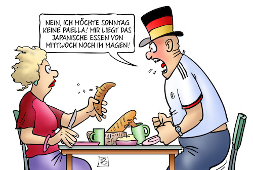 Cartoon: Paella (medium) by Harm Bengen tagged sonntag,paella,japanisches,essen,mittwoch,magen,wut,tobsuchtsanfall,schreien,deutschland,spanien,japan,fussball,fußball,wm,katar,harm,bengen,cartoon,karikatur,sonntag,paella,japanisches,essen,mittwoch,magen,wut,tobsuchtsanfall,schreien,deutschland,spanien,japan,fussball,fußball,wm,katar,harm,bengen,cartoon,karikatur