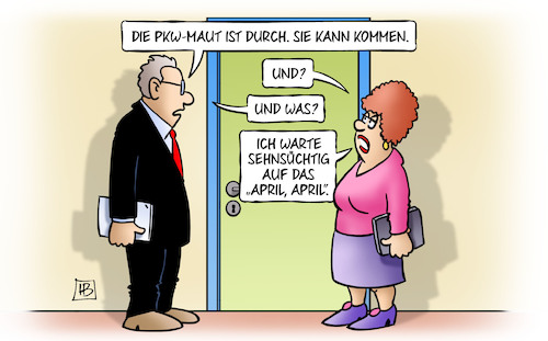 Cartoon: PKW-Maut ist durch (medium) by Harm Bengen tagged pkw,maut,ausländer,dobrindt,bundesrat,vermittlungsausschuss,aprilscherz,harm,bengen,cartoon,karikatur,pkw,maut,ausländer,dobrindt,bundesrat,vermittlungsausschuss,aprilscherz,harm,bengen,cartoon,karikatur