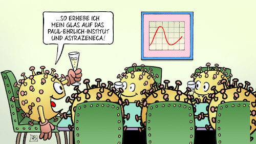 Cartoon: Prost Astra (medium) by Harm Bengen tagged sekt,glas,astrazeneca,nebenwirkung,corona,impfstoff,impfstopp,paul,ehrlich,institut,viren,virus,feiern,bilanz,harm,bengen,cartoon,karikatur,sekt,glas,astrazeneca,nebenwirkung,corona,impfstoff,impfstopp,paul,ehrlich,institut,viren,virus,feiern,bilanz,harm,bengen,cartoon,karikatur