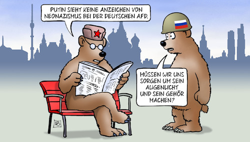 Cartoon: Putin und AfD (medium) by Harm Bengen tagged putin,anzeichen,neonazismus,nazis,faschisten,afd,sorgen,augenlicht,gehör,bären,moskau,harm,bengen,cartoon,karikatur,putin,anzeichen,neonazismus,nazis,faschisten,afd,sorgen,augenlicht,gehör,bären,moskau,harm,bengen,cartoon,karikatur