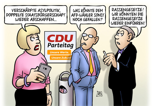 Cartoon: Rassengesetze (medium) by Harm Bengen tagged doppelte,staatsbürgerschaft,abschaffen,afd,wähler,gefallen,rassengesetze,nazis,rassismus,werte,zukunft,cdu,konservativ,rechts,parteitag,essen,merkel,flüchtlingspolitik,asylpolitik,streit,harm,bengen,cartoon,karikatur,doppelte,staatsbürgerschaft,abschaffen,afd,wähler,gefallen,rassengesetze,nazis,rassismus,werte,zukunft,cdu,konservativ,rechts,parteitag,essen,merkel,flüchtlingspolitik,asylpolitik,streit,harm,bengen,cartoon,karikatur