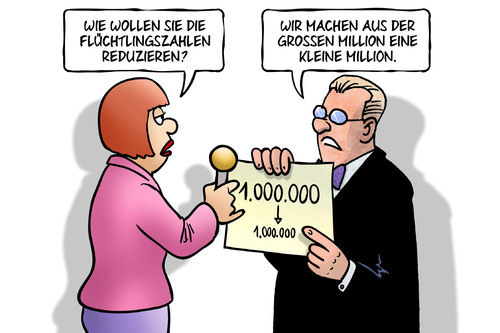 Cartoon: Reduktion (medium) by Harm Bengen tagged flüchtlingszahlen,reduzieren,million,gross,klein,obergrenze,grenze,populismus,flüchtlinge,flucht,asyl,politiker,abschiebung,harm,bengen,cartoon,karikatur,flüchtlingszahlen,reduzieren,million,gross,klein,obergrenze,grenze,populismus,flüchtlinge,flucht,asyl,politiker,abschiebung,harm,bengen,cartoon,karikatur