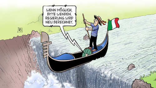 Cartoon: Regierungskurs (medium) by Harm Bengen tagged wenden,navi,regierungskurs,regierung,fünf,sterne,sozialdemokraten,italien,regierungsbildung,gondel,wasserfall,harm,bengen,cartoon,karikatur,wenden,navi,regierungskurs,regierung,fünf,sterne,sozialdemokraten,italien,regierungsbildung,gondel,wasserfall,harm,bengen,cartoon,karikatur