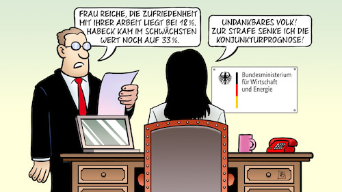 Cartoon: Reiche-Werte (medium) by Harm Bengen tagged wirtschaftsministerin,wirtschaftsministerium,reiche,zufriedenheit,habeck,undankbares,volk,strafe,konjunkturprognose,schreibtisch,harm,bengen,cartoon,karikatur,wirtschaftsministerin,wirtschaftsministerium,reiche,zufriedenheit,habeck,undankbares,volk,strafe,konjunkturprognose,schreibtisch,harm,bengen,cartoon,karikatur