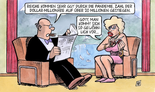 Cartoon: Reiche in der Pandemie (medium) by Harm Bengen tagged reiche,corona,pandemie,dollar,millionäre,millionen,prestige,kapitalisten,reichtum,armut,harm,bengen,cartoon,karikatur,reiche,corona,pandemie,dollar,millionäre,millionen,prestige,kapitalisten,reichtum,armut,harm,bengen,cartoon,karikatur