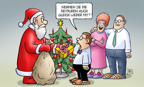 Cartoon: Retouren (medium) by Harm Bengen tagged retouren,weihnachten,weihnachtsmann,bescherung,lieferung,umtausch,geschenke,harm,bengen,cartoon,karikatur,retouren,weihnachten,weihnachtsmann,bescherung,lieferung,umtausch,geschenke,harm,bengen,cartoon,karikatur