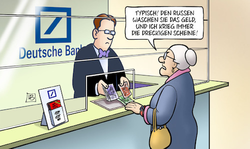 Cartoon: Russische Geldwäsche (medium) by Harm Bengen tagged russische,geldwäsche,russen,russland,waschen,geld,dreckigen,scheine,deutsche,bank,susemil,harm,bengen,cartoon,karikatur,russische,geldwäsche,russen,russland,waschen,geld,dreckigen,scheine,deutsche,bank,susemil,harm,bengen,cartoon,karikatur