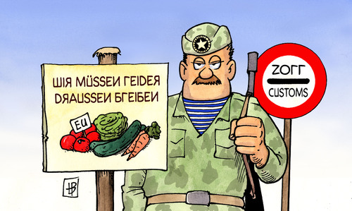 Cartoon: Rußland und EHEC (medium) by Harm Bengen tagged rußland,ehec,eu,import,gemüse,stopp,einfuhrstopp,soldat,grenze,gurken,salat,tomaten,rußland,ehec,import,gemüse,stopp,soldat,gurken,grenze,salat,tomaten