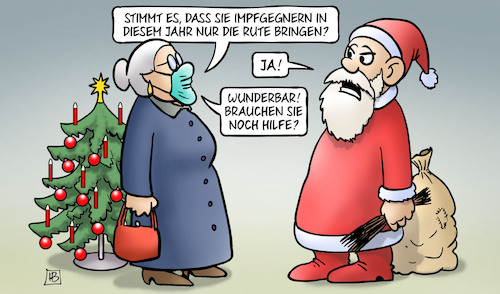 Cartoon: Rute für Impfgegner (medium) by Harm Bengen tagged impfgegnern,rute,hilfe,corona,weihnachtsmann,susemil,harm,bengen,cartoon,karikatur,impfgegnern,rute,hilfe,corona,weihnachtsmann,susemil,harm,bengen,cartoon,karikatur