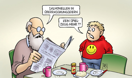 Cartoon: Salmonellen statt Spielzeug (medium) by Harm Bengen tagged salmonellen,überraschungseier,spielzeug,susemil,opa,enkel,harm,bengen,cartoon,karikatur,salmonellen,überraschungseier,spielzeug,susemil,opa,enkel,harm,bengen,cartoon,karikatur