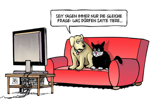 Cartoon: Satte Tiere (medium) by Harm Bengen tagged frage,satte,tiere,hund,katze,sofa,tv,boehmermann,satire,erdogan,pressfreiheit,meinungsfreiheit,kunstfreiheit,harm,bengen,cartoon,karikatur,frage,satte,tiere,hund,katze,sofa,tv,boehmermann,satire,erdogan,pressfreiheit,meinungsfreiheit,kunstfreiheit,harm,bengen,cartoon,karikatur