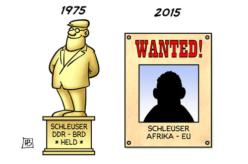 Cartoon: Schleuser einst und heute (medium) by Harm Bengen tagged schleuser,schlepper,ddr,brd,held,denkmal,steckbrief,wanted,fluechtlinge,mittelmeer,libyen,militaereinsatz,eu,europa,afrika,harm,bengen,cartoon,karikatur,schleuser,schlepper,ddr,brd,held,denkmal,steckbrief,wanted,fluechtlinge,mittelmeer,libyen,militaereinsatz,eu,europa,afrika,harm,bengen,cartoon,karikatur