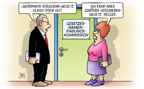 Cartoon: Schöner Abschieben (medium) by Harm Bengen tagged geordnete,rückkehr,gesetz,schöner,abschieben,gesetzes,namenfindungskommission,bundestag,seehofer,harm,bengen,cartoon,karikatur,geordnete,rückkehr,gesetz,schöner,abschieben,gesetzes,namenfindungskommission,bundestag,seehofer,harm,bengen,cartoon,karikatur