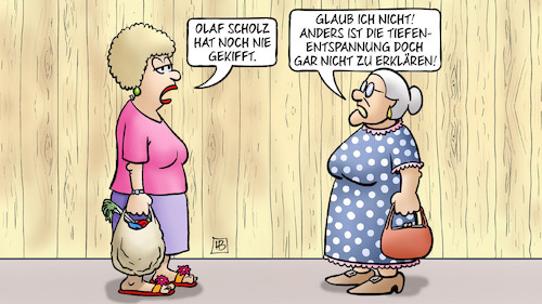 Cartoon: Scholz kifft nicht (medium) by Harm Bengen tagged olaf,scholz,kiffen,cannabis,tiefenentspannung,susemil,jutta,zaun,harm,bengen,cartoon,karikatur,olaf,scholz,kiffen,cannabis,tiefenentspannung,susemil,jutta,zaun,harm,bengen,cartoon,karikatur