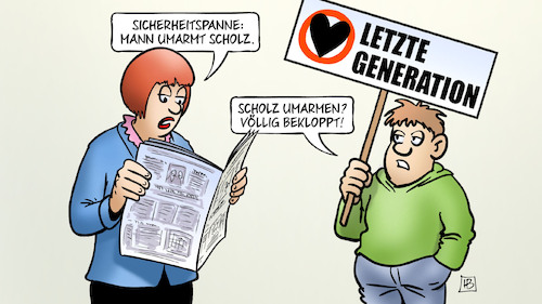 Cartoon: Scholz umarmen (medium) by Harm Bengen tagged sicherheitspanne,scholz,umarmen,völlig,bekloppt,razzia,letzte,generation,klimaschutz,klimaaktivisten,harm,bengen,cartoon,karikatur,sicherheitspanne,scholz,umarmen,völlig,bekloppt,razzia,letzte,generation,klimaschutz,klimaaktivisten,harm,bengen,cartoon,karikatur