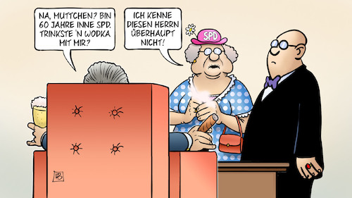 Cartoon: Schröder 60 Jahre SPD (medium) by Harm Bengen tagged muttchen,60,jahre,spd,wodka,schröder,jubiläum,harm,bengen,cartoon,karikature,muttchen,60,jahre,spd,wodka,schröder,jubiläum,harm,bengen,cartoon,karikature