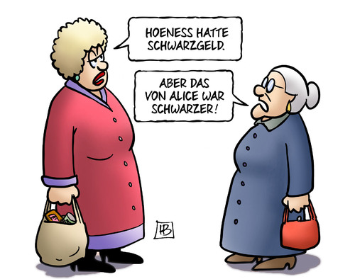 Cartoon: Schwarzer (medium) by Harm Bengen tagged karikatur,cartoon,bengen,harm,selbstanzeige,steuerhinterziehung,steuer,hoeness,schwarzer,alice,alice,schwarzer,hoeness,steuer,steuerhinterziehung,selbstanzeige,harm,bengen,cartoon,karikatur