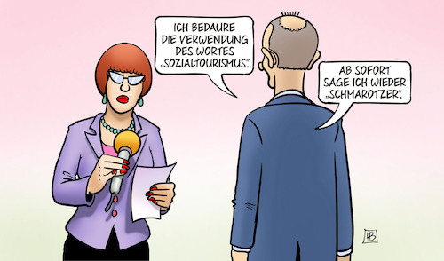 Cartoon: Sozialtourismus (medium) by Harm Bengen tagged sozialtourismus,schmarotzer,merz,interview,flüchtlinge,krieg,ukraine,russland,harm,bengen,cartoon,karikatur,sozialtourismus,schmarotzer,merz,interview,flüchtlinge,krieg,ukraine,russland,harm,bengen,cartoon,karikatur