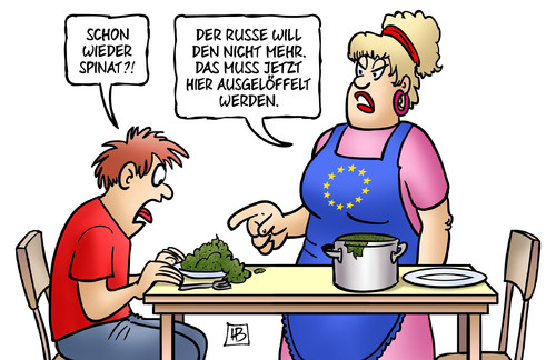 Cartoon: Spinat-Export (medium) by Harm Bengen tagged spinat,lebensmittel,exportbeschraenkung,importbeschraenkung,bundesregierung,geschaeft,russland,ukraine,deutschland,eu,europa,krieg,handelskrieg,militaer,export,harm,bengen,cartoon,karikatur,spinat,lebensmittel,exportbeschraenkung,importbeschraenkung,bundesregierung,geschaeft,russland,ukraine,deutschland,eu,europa,krieg,handelskrieg,militaer,export,harm,bengen,cartoon,karikatur