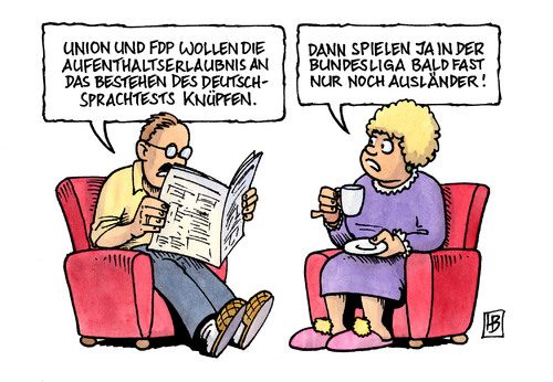 Cartoon: Sprachtest (medium) by Harm Bengen tagged sprachtest,deutsch,ausländer,ausländerrecht,aufenthaltserlaubnis,aufenthaltsgenehmigung,cdu,csu,fdp,regierung,koalition,konservativ,integration,sprachkurs,sprache,deutschkurs,prüfung,bestehen,bundesliga,fußball,fußballspieler,sprachtest,deutsch,ausländer,ausländerrecht,aufenthaltserlaubnis,aufenthaltsgenehmigung,fdp,csu,cdu,regierung,koalition,sprachkurs,deutschkurs,prüfung,integration,konservativ,bundesliga,fußball,fußballspieler