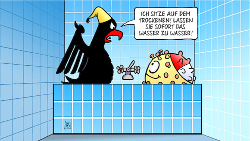 Cartoon: Staatsfinanzen trocken (medium) by Harm Bengen tagged staatsfinanzen,trocken,haushalt,corona,badewanne,bundesadler,adler,loriotzitat,wasser,wirtschaftskrise,bip,harm,bengen,cartoon,karikatur,staatsfinanzen,trocken,haushalt,corona,badewanne,bundesadler,adler,loriotzitat,wasser,wirtschaftskrise,bip,harm,bengen,cartoon,karikatur