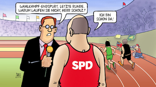 Cartoon: Stehend gewinnen (medium) by Harm Bengen tagged wahlkampf,endspurt,letzte,runde,scholz,stadion,rennen,reporter,baerbock,laschet,cdu,union,harm,bengen,cartoon,karikatur,wahlkampf,endspurt,letzte,runde,scholz,stadion,rennen,reporter,baerbock,laschet,cdu,union,harm,bengen,cartoon,karikatur