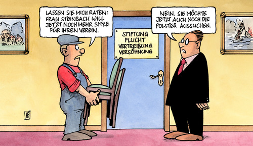 Cartoon: Steinbach (medium) by Harm Bengen tagged steinbach,westerwelle,regierung,vertriebenenverband,vertriebene,deutschland,polen,stiftung,flucht,vertreibung,versöhnung,erpressung,sitz,stuhl,polster,steinbach,guido westerwelle,regierung,vertriebenenverband,vertriebene,deutschland,polen,stiftung,flucht,vertreibung,versöhnung,erpressung,sitz,stuhl,polster,guido,westerwelle