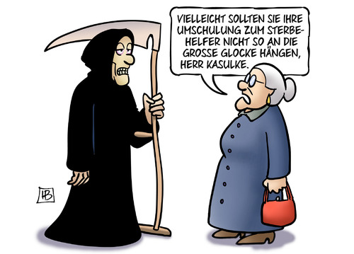 Cartoon: Sterbehelfer (medium) by Harm Bengen tagged ausbildung,sterbehelfer,tod,tot,sense,sterbebegleitung,harm,bengen,cartoon,karikatur,ausbildung,sterbehelfer,tod,tot,sense,sterbebegleitung,harm,bengen,cartoon,karikatur