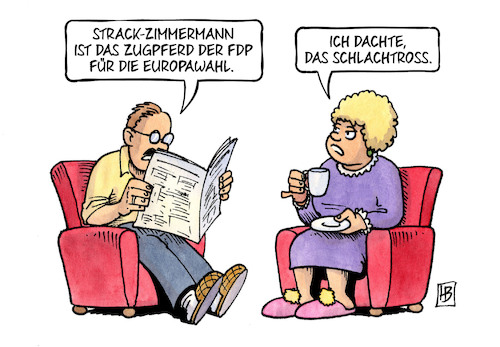 Cartoon: StraZi und Europa (medium) by Harm Bengen tagged strack,zimmermann,zugpferd,fdp,europawahl,schlachtross,militär,militarismus,harm,bengen,cartoon,karikatur,strack,zimmermann,zugpferd,fdp,europawahl,schlachtross,militär,militarismus,harm,bengen,cartoon,karikatur