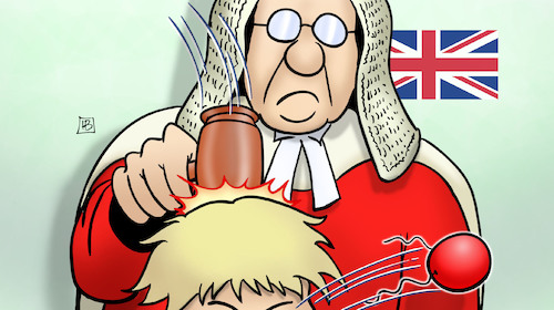 Cartoon: Supreme Court GB (medium) by Harm Bengen tagged parlament,westminster,unterhaus,supreme,court,urteil,brexit,boris,johnson,richter,clownsnase,zwangspause,harm,bengen,cartoon,karikatur,parlament,westminster,unterhaus,supreme,court,urteil,brexit,boris,johnson,richter,clownsnase,zwangspause,harm,bengen,cartoon,karikatur