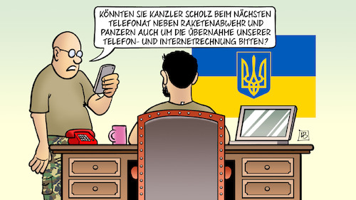 Cartoon: Telefonrechnung (medium) by Harm Bengen tagged kanzler,scholz,telefonat,raketenabwehr,panzer,telefonrechnung,internetrechnung,krieg,ukraine,russland,harm,bengen,cartoon,karikatur,kanzler,scholz,telefonat,raketenabwehr,panzer,telefonrechnung,internetrechnung,krieg,ukraine,russland,harm,bengen,cartoon,karikatur