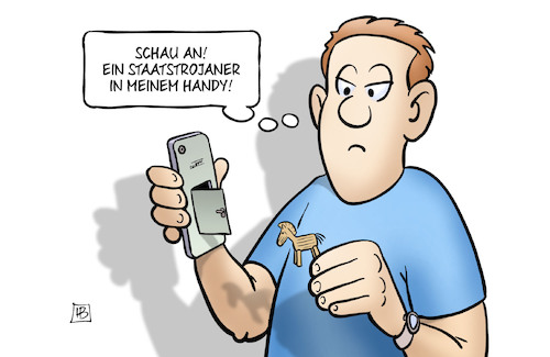 Cartoon: Trojaner-Klage (medium) by Harm Bengen tagged staatstrojaner,handy,klage,ausspionieren,abhören,internetsicherheit,harm,bengen,cartoon,karikatur,staatstrojaner,handy,klage,ausspionieren,abhören,internetsicherheit,harm,bengen,cartoon,karikatur