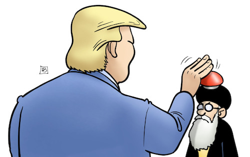 Cartoon: Trump droht Iran (medium) by Harm Bengen tagged trump,usa,iran,button,atomknopf,drohung,atomabkommen,harm,bengen,cartoon,karikatur,trump,usa,iran,button,atomknopf,drohung,atomabkommen,harm,bengen,cartoon,karikatur