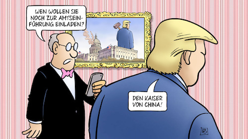 Cartoon: Trump lädt Xi ein (medium) by Harm Bengen tagged trump,amtseinführung,usa,einladen,einladung,handy,kaiser,china,xi,harm,bengen,cartoon,karikatur,trump,amtseinführung,usa,einladen,einladung,handy,kaiser,china,xi,harm,bengen,cartoon,karikatur