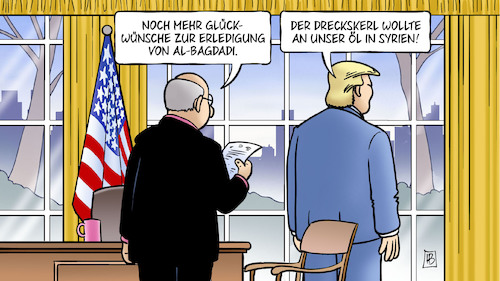 Cartoon: Trump und Bagdadi (medium) by Harm Bengen tagged erledigung,bagdadi,islamischer,staat,islamismus,terrorismus,dreckskerl,öl,syrien,trump,usa,oval,office,harm,bengen,cartoon,karikatur,erledigung,bagdadi,islamischer,staat,islamismus,terrorismus,dreckskerl,öl,syrien,trump,usa,oval,office,harm,bengen,cartoon,karikatur