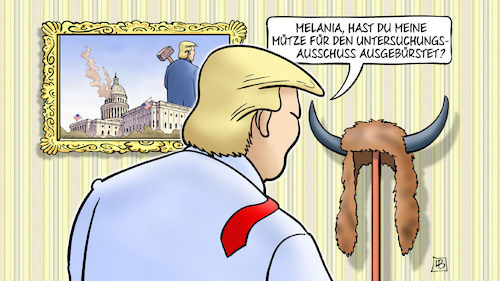 Cartoon: Trump vor U-Ausschuss (medium) by Harm Bengen tagged melania,trump,mütze,fellmütze,untersuchungsausschuss,kapitolsturm,usa,harm,bengen,cartoon,karikatur,melania,trump,mütze,fellmütze,untersuchungsausschuss,kapitolsturm,usa,harm,bengen,cartoon,karikatur