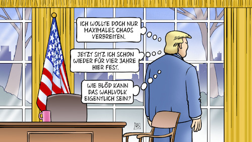 Cartoon: Trump zurück (medium) by Harm Bengen tagged maximales,chaos,oval,office,wahlvolk,trump,amtseinführung,amtsantritt,usa,harm,bengen,cartoon,karikatur,maximales,chaos,oval,office,wahlvolk,trump,amtseinführung,amtsantritt,usa,harm,bengen,cartoon,karikatur