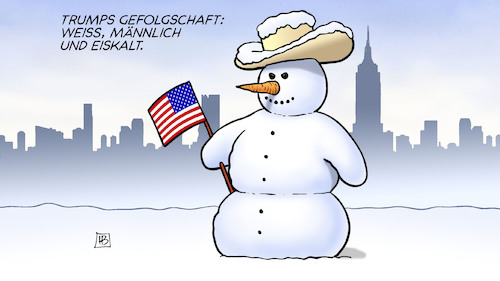 Cartoon: Trumps Gefolgschaft (medium) by Harm Bengen tagged trump,gefolgschaft,weiss,männlich,eiskalt,usa,schnee,winter,fahne,eiszeit,harm,bengen,cartoon,karikatur,trump,gefolgschaft,weiss,männlich,eiskalt,usa,schnee,winter,fahne,eiszeit,harm,bengen,cartoon,karikatur