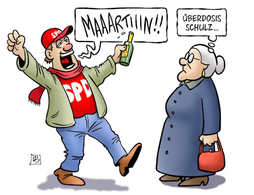 Cartoon: Überdosis (medium) by Harm Bengen tagged überdosis,susemil,alkohol,fan,jubel,freude,spd,kanzlerkandidat,martin,schulz,harm,bengen,cartoon,karikatur,überdosis,susemil,alkohol,fan,jubel,freude,spd,kanzlerkandidat,martin,schulz,harm,bengen,cartoon,karikatur