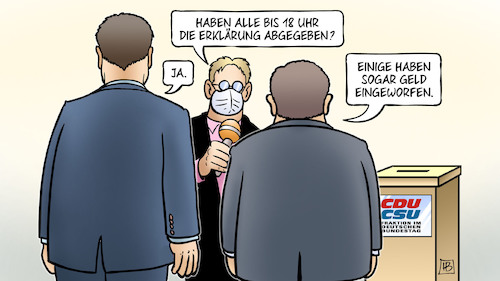 Cartoon: Unions-Ehrenerklärung (medium) by Harm Bengen tagged erklärung,abgegeben,geld,wahlurne,bestechung,korruption,maskenskandal,maskenaffäre,söder,laschet,interview,union,cdu,csu,bundestagsfraktion,harm,bengen,cartoon,karikatur,erklärung,abgegeben,geld,wahlurne,bestechung,korruption,maskenskandal,maskenaffäre,söder,laschet,interview,union,cdu,csu,bundestagsfraktion,harm,bengen,cartoon,karikatur