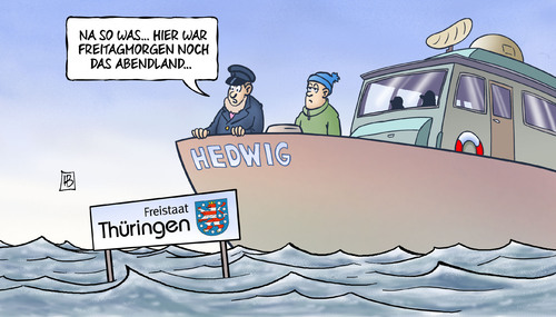 Cartoon: Untergang des Abendlandes (medium) by Harm Bengen tagged freitagmorgen,abendland,thueringen,wahl,landdtag,cdu,spd,linke,gruene,ramelow,ministerpraesident,kommunismus,angst,ddr,schiff,meer,wasser,untergang,harm,bengen,cartoon,karikatur,freitagmorgen,abendland,thueringen,wahl,landdtag,cdu,spd,linke,gruene,ramelow,ministerpraesident,kommunismus,angst,ddr,schiff,meer,wasser,untergang,harm,bengen,cartoon,karikatur