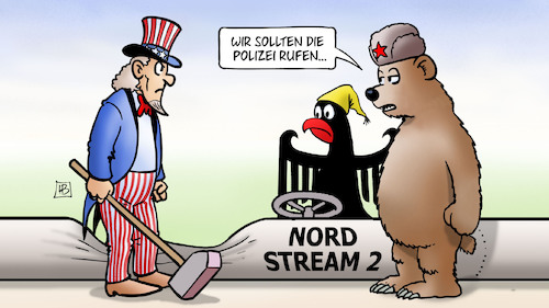 Cartoon: USA-Kritik an NordStream2 (medium) by Harm Bengen tagged polizei,vorschlaghammer,uncle,sam,bär,bundesadler,adler,usa,deutschland,russland,pipeline,gas,fracking,nordstream,harm,bengen,cartoon,karikatur,polizei,vorschlaghammer,uncle,sam,bär,bundesadler,adler,usa,deutschland,russland,pipeline,gas,fracking,nordstream,harm,bengen,cartoon,karikatur