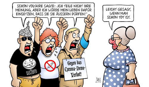 Cartoon: Voltaire (medium) by Harm Bengen tagged voltaire,zitat,meinungsfreiheit,demonstrationsfreiheit,corona,demo,verbot,berlin,verboten,verschwörungstheorien,coronaleugner,impfgegnerinnen,nazis,susemil,infektionen,harm,bengen,cartoon,karikatur,voltaire,zitat,meinungsfreiheit,demonstrationsfreiheit,corona,demo,verbot,berlin,verboten,verschwörungstheorien,coronaleugner,impfgegnerinnen,nazis,susemil,infektionen,harm,bengen,cartoon,karikatur