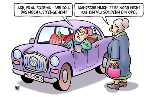 Cartoon: VW-Erwartungen (medium) by Harm Bengen tagged susemil,opel,auto,vw,volkswagen,milliardenverlust,boerse,aktie,abgasskandal,manipulation,betrug,harm,bengen,cartoon,karikatur,susemil,opel,auto,vw,volkswagen,milliardenverlust,boerse,aktie,abgasskandal,manipulation,betrug,harm,bengen,cartoon,karikatur