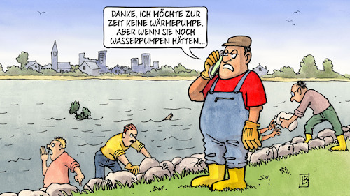 Cartoon: Wärmepumpennachfrage (medium) by Harm Bengen tagged wärmepumpen,wasserpumpen,handy,hochwasser,überschwemmungen,energiewende,klimawandel,harm,bengen,cartoon,karikatur,wärmepumpen,wasserpumpen,handy,hochwasser,überschwemmungen,energiewende,klimawandel,harm,bengen,cartoon,karikatur