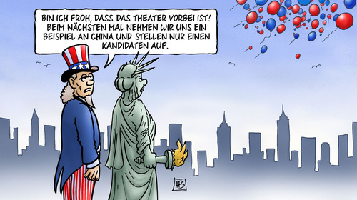 Cartoon: Wahlen USA und China (medium) by Harm Bengen tagged wahlen,elections,usa,china,obama,romney,president,praesident,2012,harm,bengen,cartoon,karikatur,wahlen,elections,usa,china,obama,romney,president,praesident,2012,harm,bengen,cartoon,karikatur