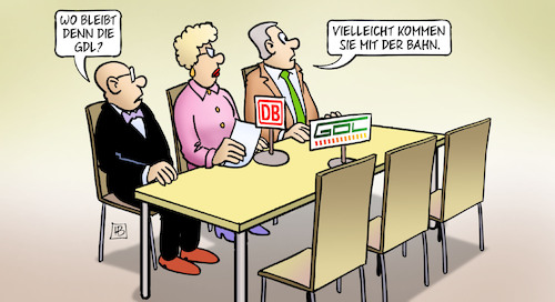 Cartoon: Warten auf GDL (medium) by Harm Bengen tagged gdl,db,verhandlungstisch,tisch,bahn,streik,warten,harm,bengen,cartoon,karikatur,gdl,db,verhandlungstisch,tisch,bahn,streik,warten,harm,bengen,cartoon,karikatur