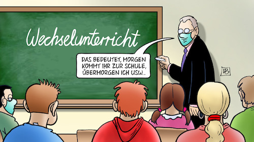 Cartoon: Wechselunterricht (medium) by Harm Bengen tagged wechselunterricht,schule,schüler,lehrer,tafel,distanzunterricht,homeschooling,corona,harm,bengen,cartoon,karikatur,wechselunterricht,schule,schüler,lehrer,tafel,distanzunterricht,homeschooling,corona,harm,bengen,cartoon,karikatur