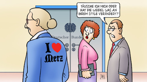 Cartoon: Weidel-Style (medium) by Harm Bengen tagged love,merz,weidel,style,bundestag,cdu,csu,union,brandmauer,harm,bengen,cartoon,karikatur,love,merz,weidel,style,bundestag,cdu,csu,union,brandmauer,harm,bengen,cartoon,karikatur